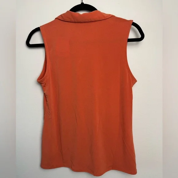 Tahari V-Neck Orange Top Career Bussines Classic Size M NWT - Picture 4 of 6